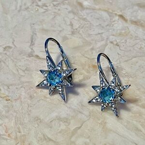 Blue Topaz Starburst Earrings